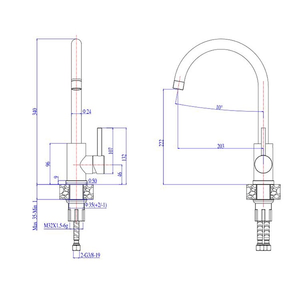Baterie bucatarie ALVEUS KATI G55, alama, bej