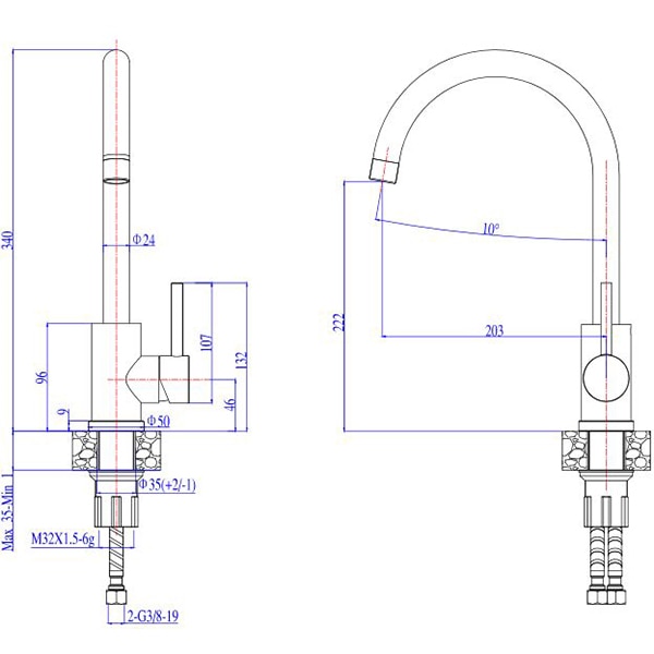 Baterie bucatarie ALVEUS KATI G91, alama, negru