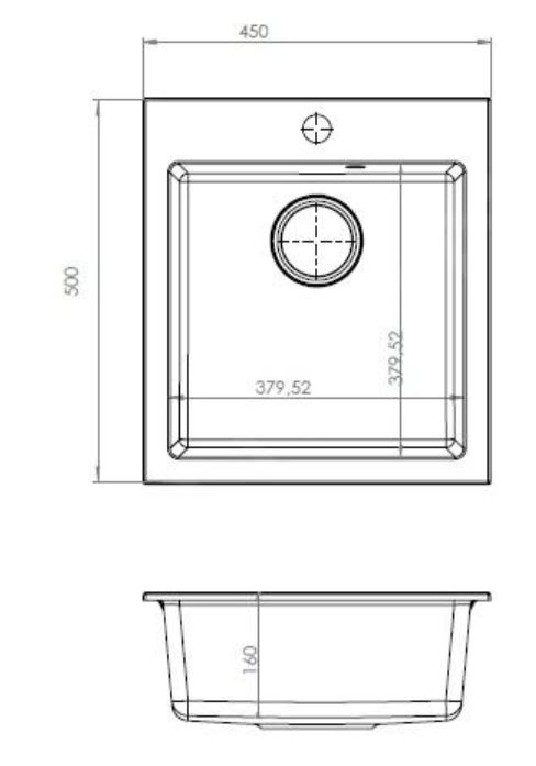 Chiuveta patrata cu o cuva, negru  Alveus Victoria