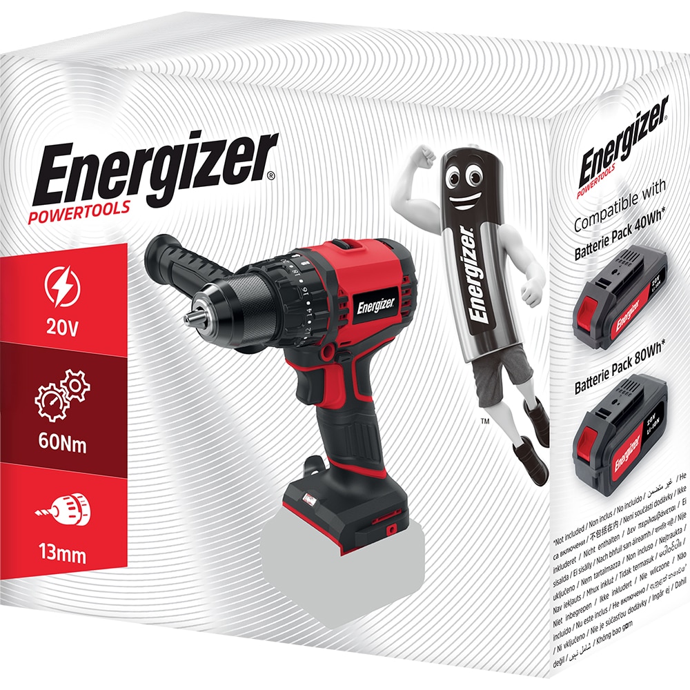 Masina de gaurit si insurubat cu percutie (bormasina) ENERGIZER 3DR027, 20V, 60Nm, 1850rpm