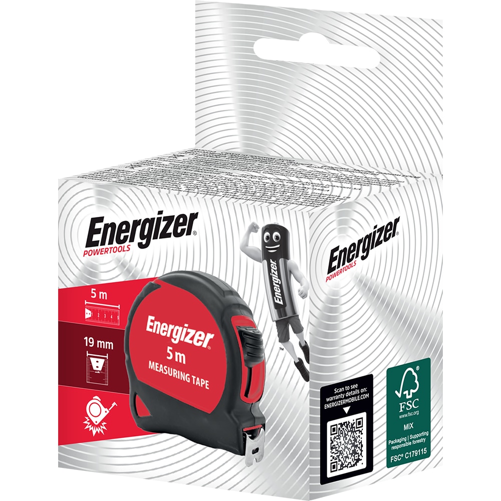 Ruleta ENERGIZER 3MT05, 5m, ABS, rosu