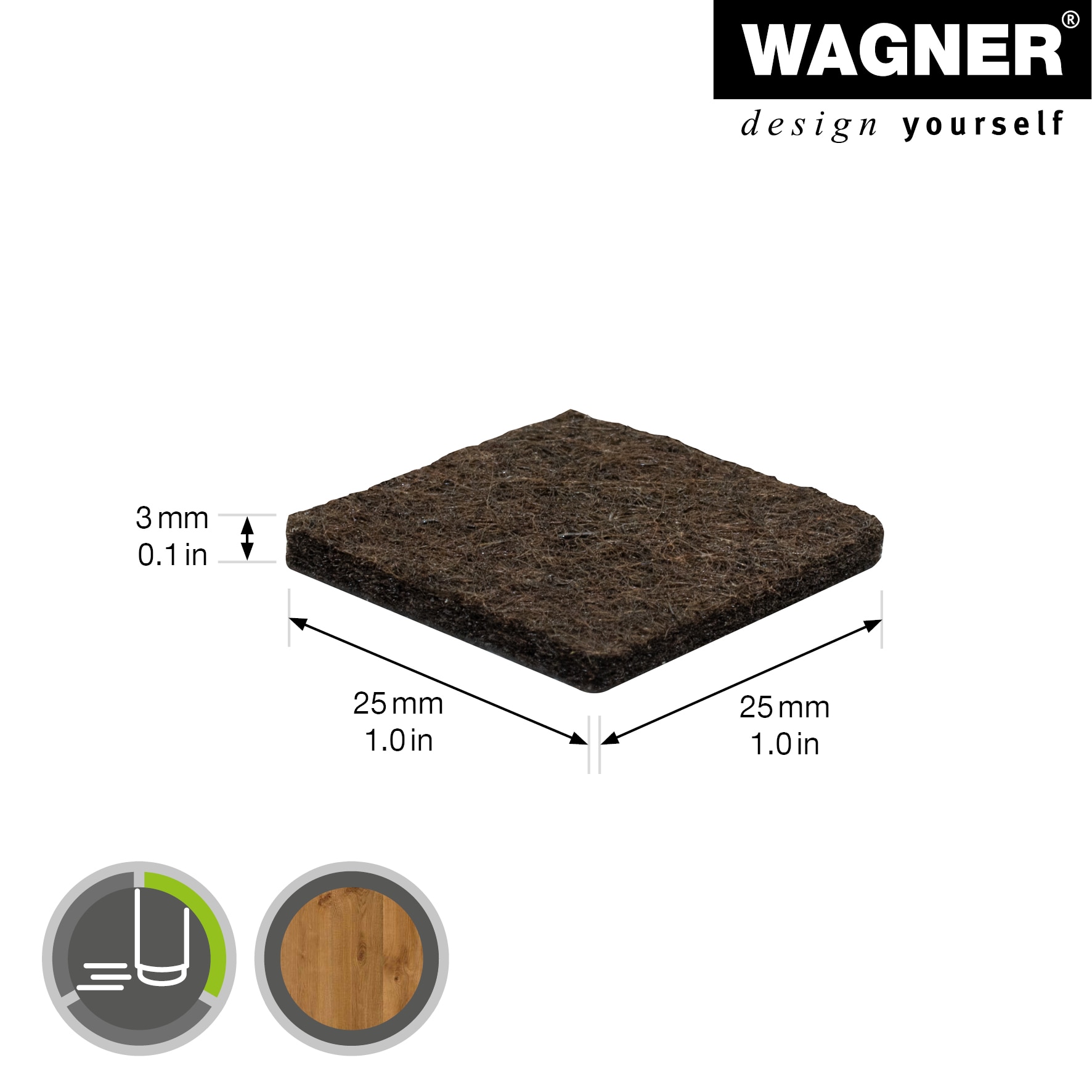 Patina adeziva, 20 x 20 mm / 12 x 25 x 25 mm