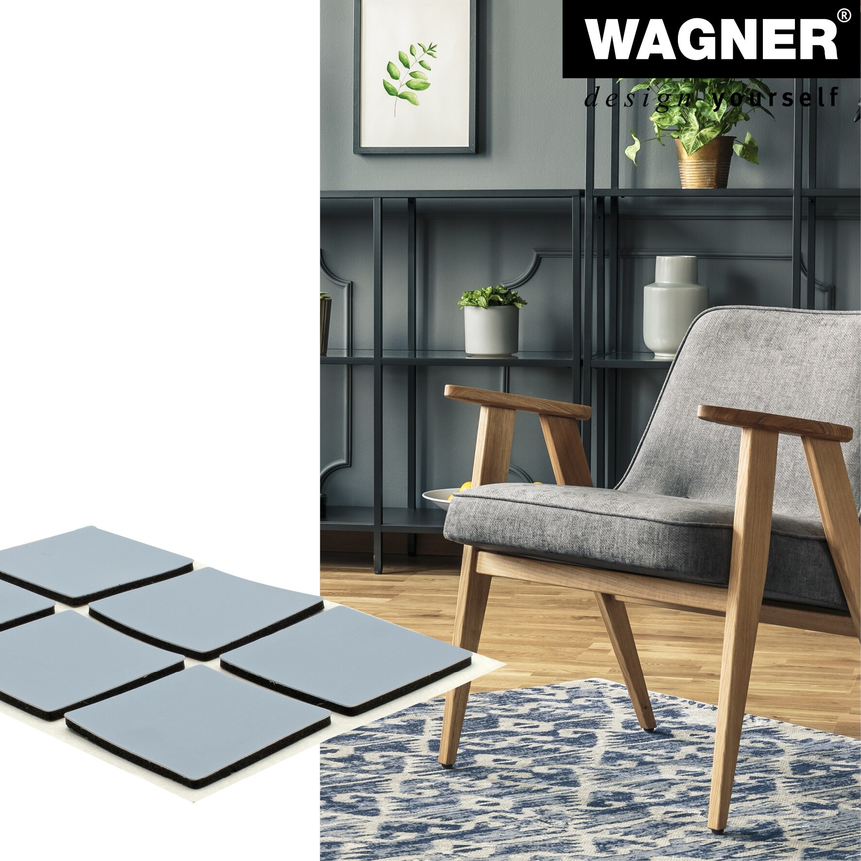 Patina adeziva, 25 x 25 x 1.5 mm, gri