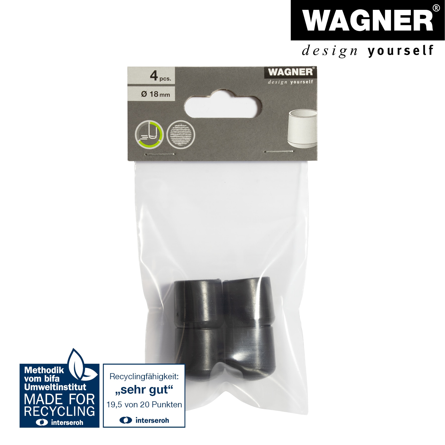 Patina picior mobila, diametru 18 mm, negru