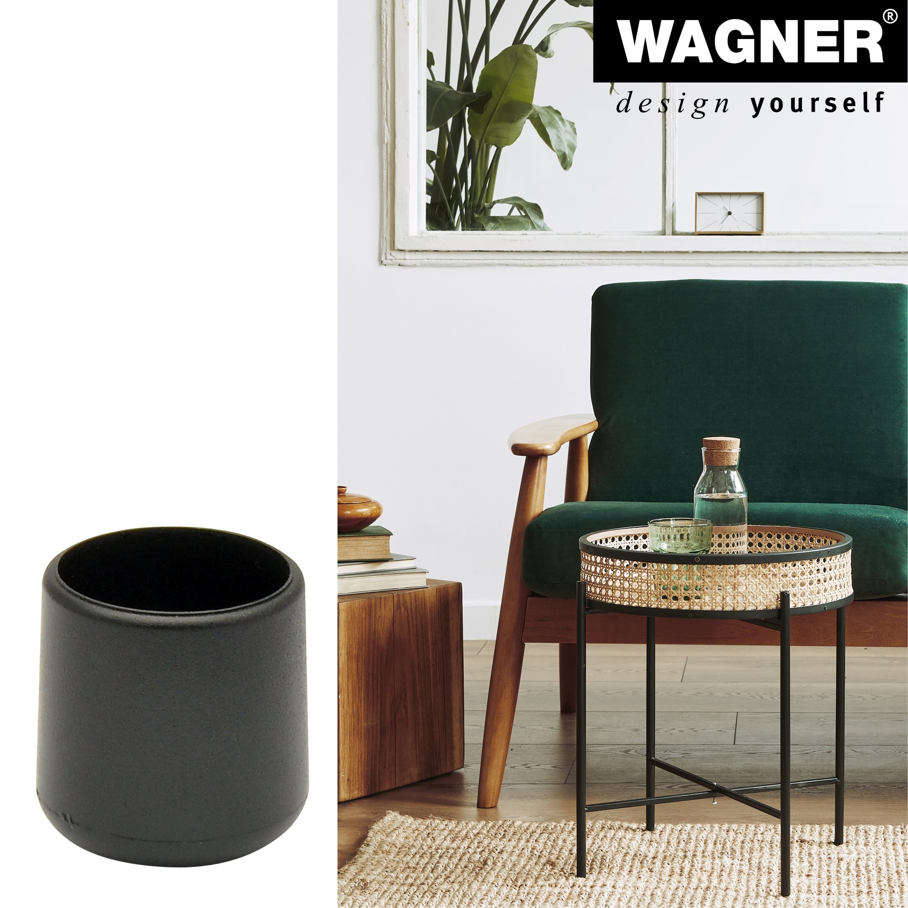 Patina picior mobila, diametru 18 mm, negru