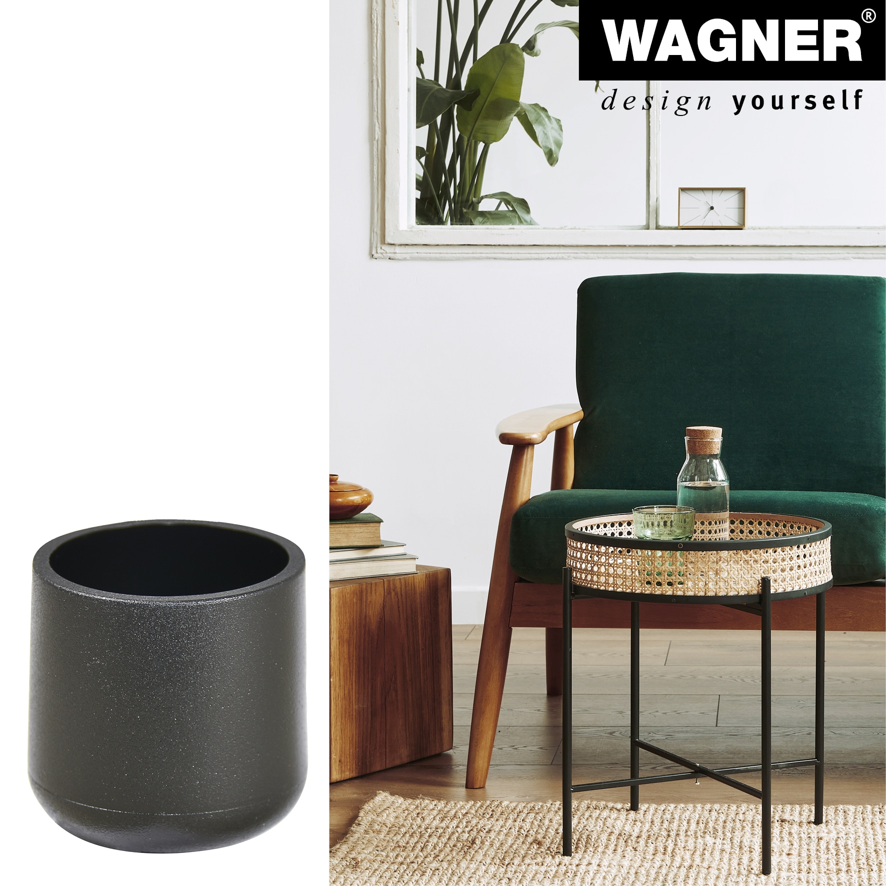 Patina picior mobila, diametru 20 mm, negru