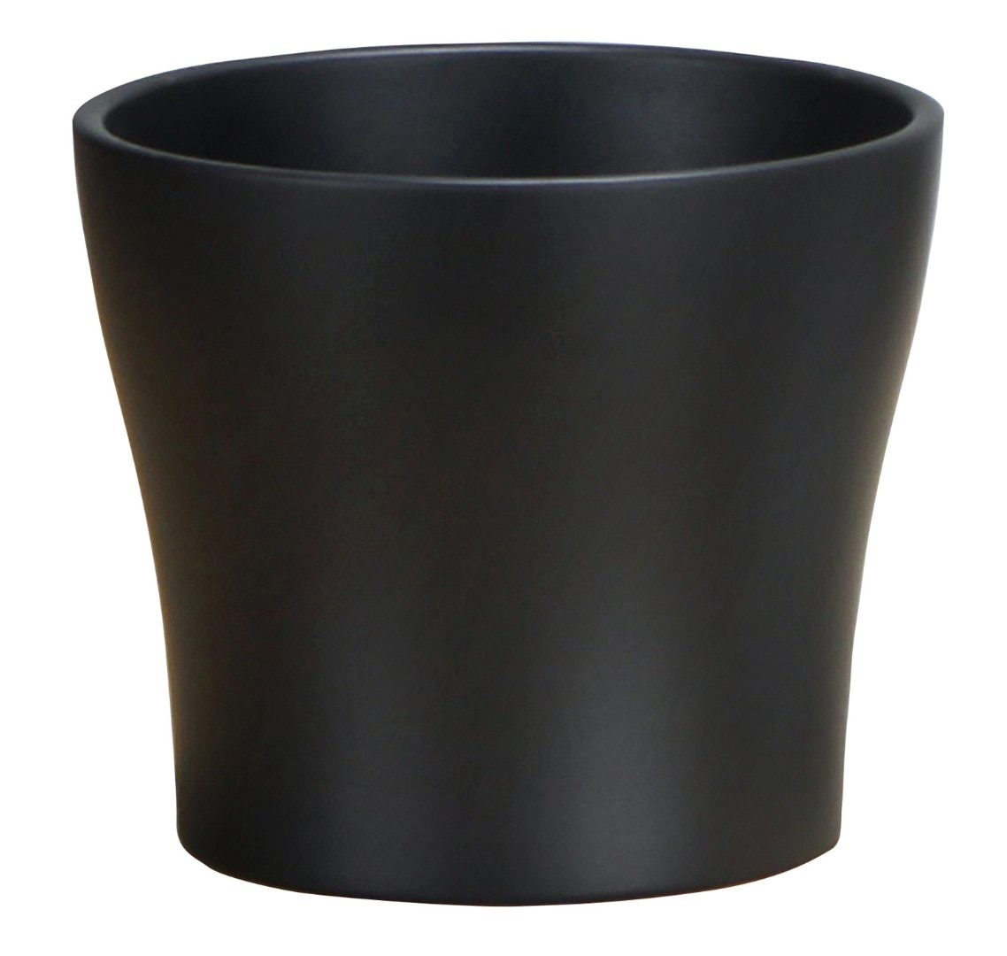 Ghiveci, rotund negru, 15.2 cm • Scheurich