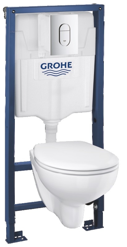 Set WC 5 in 1, alb, suspendat, 3/6 L, scurgere orizontala • Solido Grohe