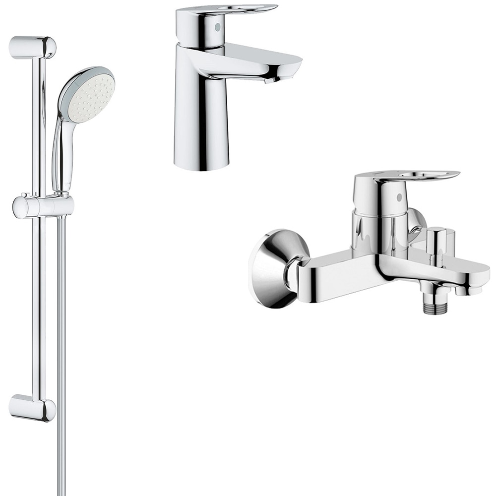 Set baie 3 in 1 GROHE Start Loop, baterie lavoar, baterie cada/dus, set de dus, racord 1/2", crom