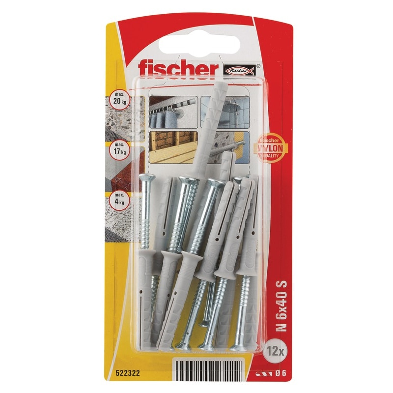 Diblu surub cui, 6 x 40 mm, 12 bucati 