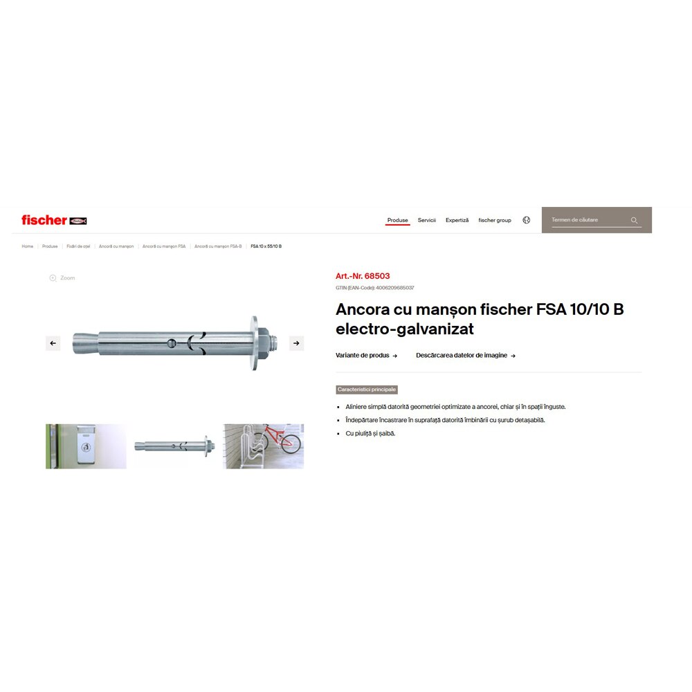 Ancora beton FISCHER FSA, 10 x 60mm, 20buc