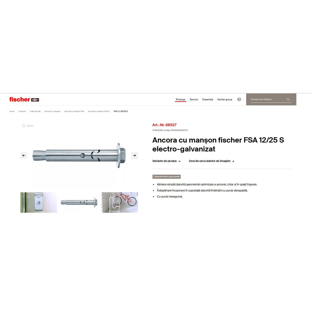 Ancora beton FISCHER FSA, 12 x 90mm, 20buc