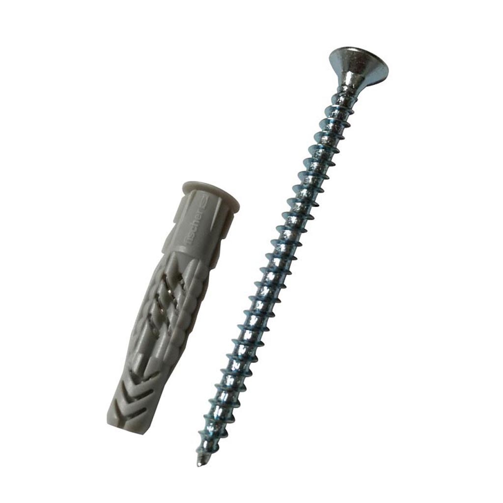 Diblu universal cu guler si surub FISCHER UX 6 x 35 R, 6 x 35 mm, 10 buc, nailon, gri