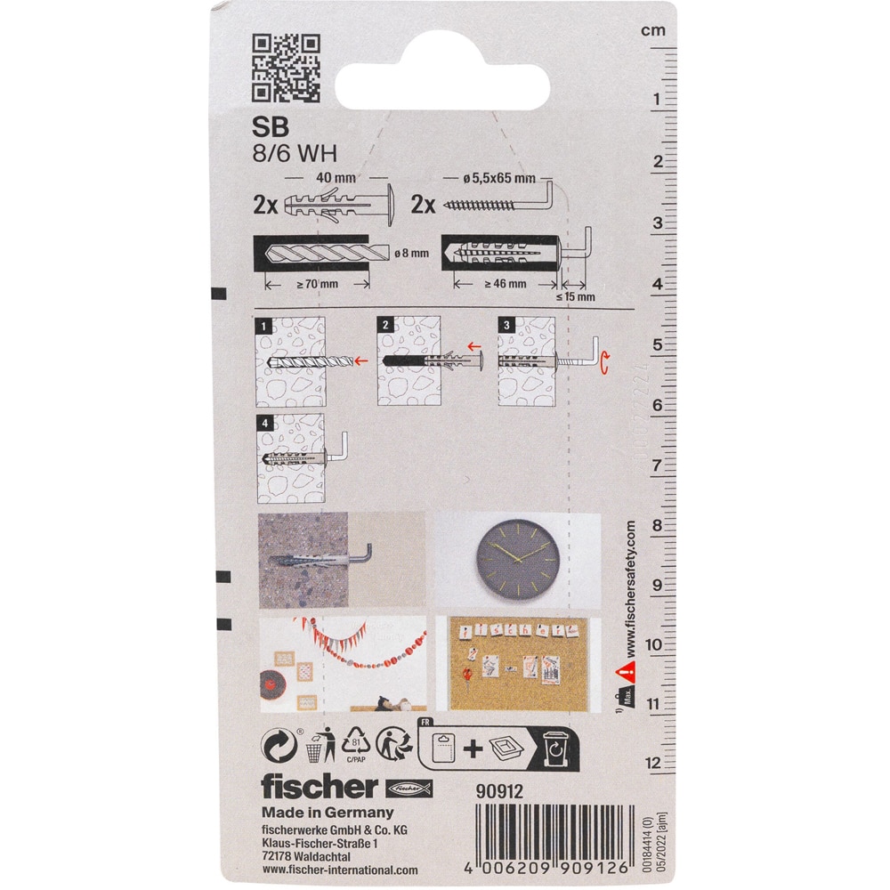 Surub cu diblu universal FISCHER SB, 8 x 65mm, 2buc