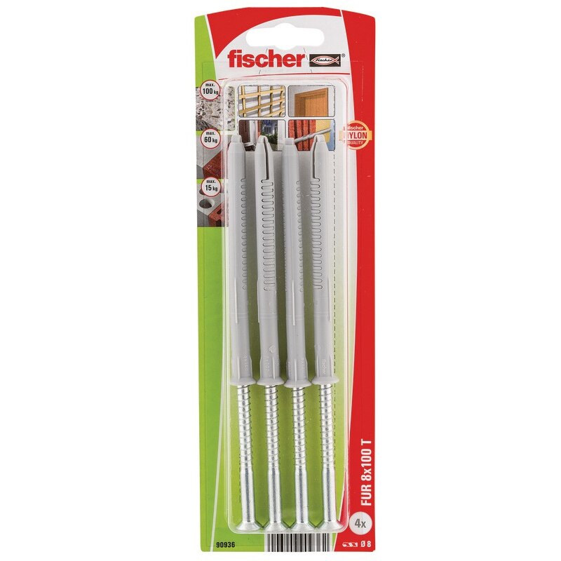 Diblu montaj surub TX FUR, 8 x 100 mm, 4 bucati 