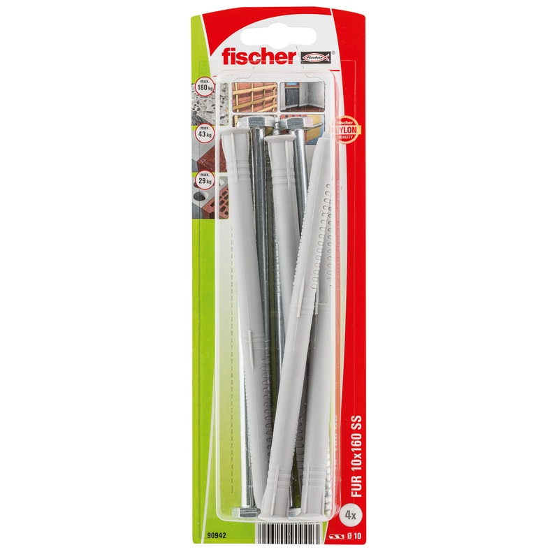 Diblu nylon universal cu surub, cap hexagonal, 10 x 160 mm, 4 bucati