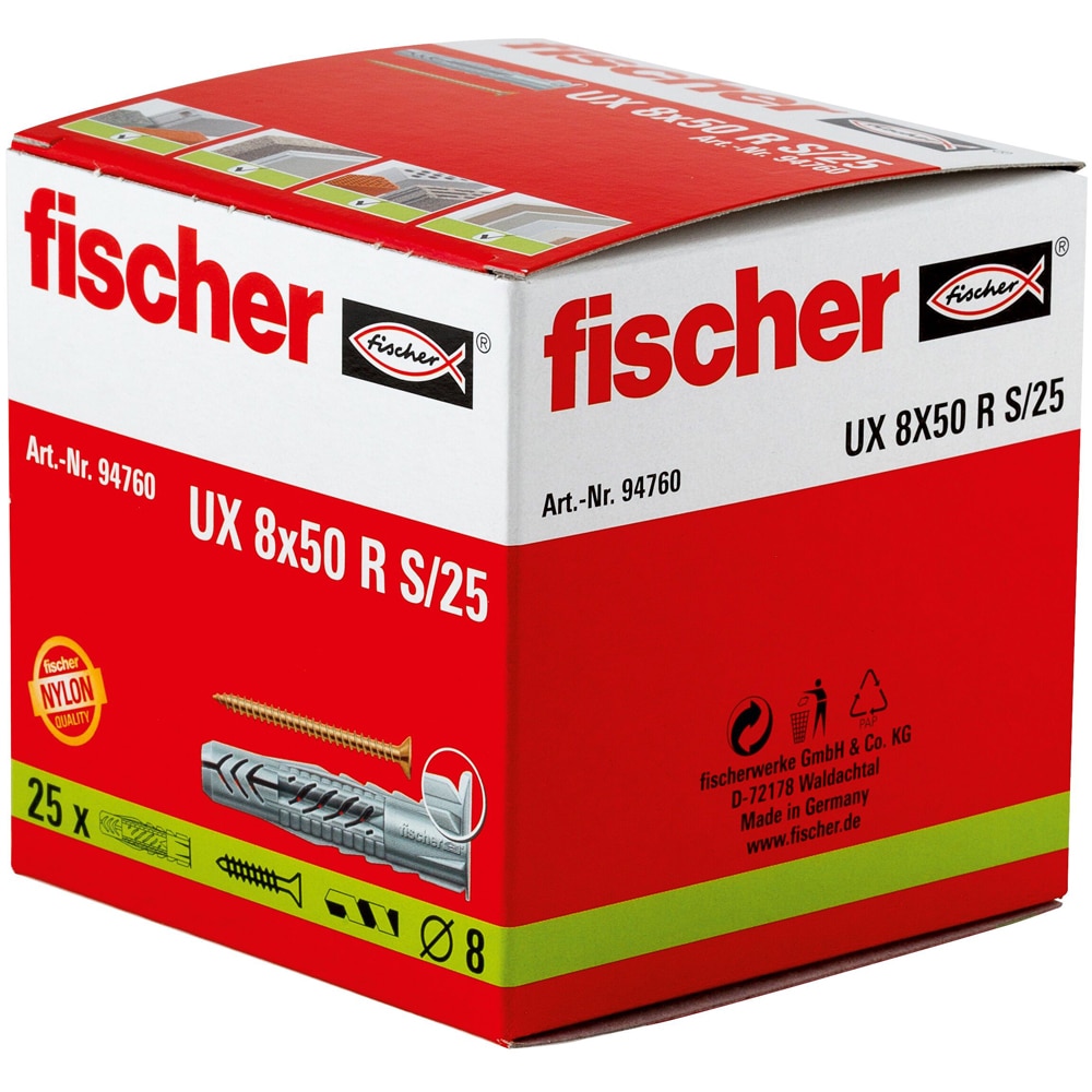 Surub cu diblu universal FISCHER UX, 8 x 55mm, 25buc