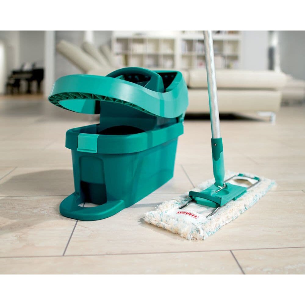 Set galeata cu storcator + mop LEIFHEIT Profi XL Mobile, 8l, turcoaz