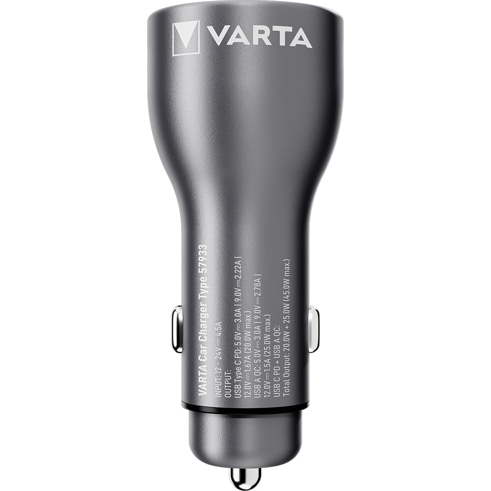Incarcator auto VARTA, USB-A, USB-C, 45W, negru