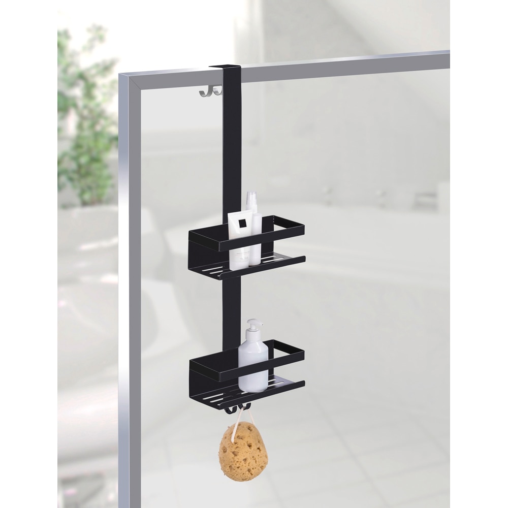 Etajera baie WENKO Bribano Duo, 2 polite, inox, 23 cm, negru