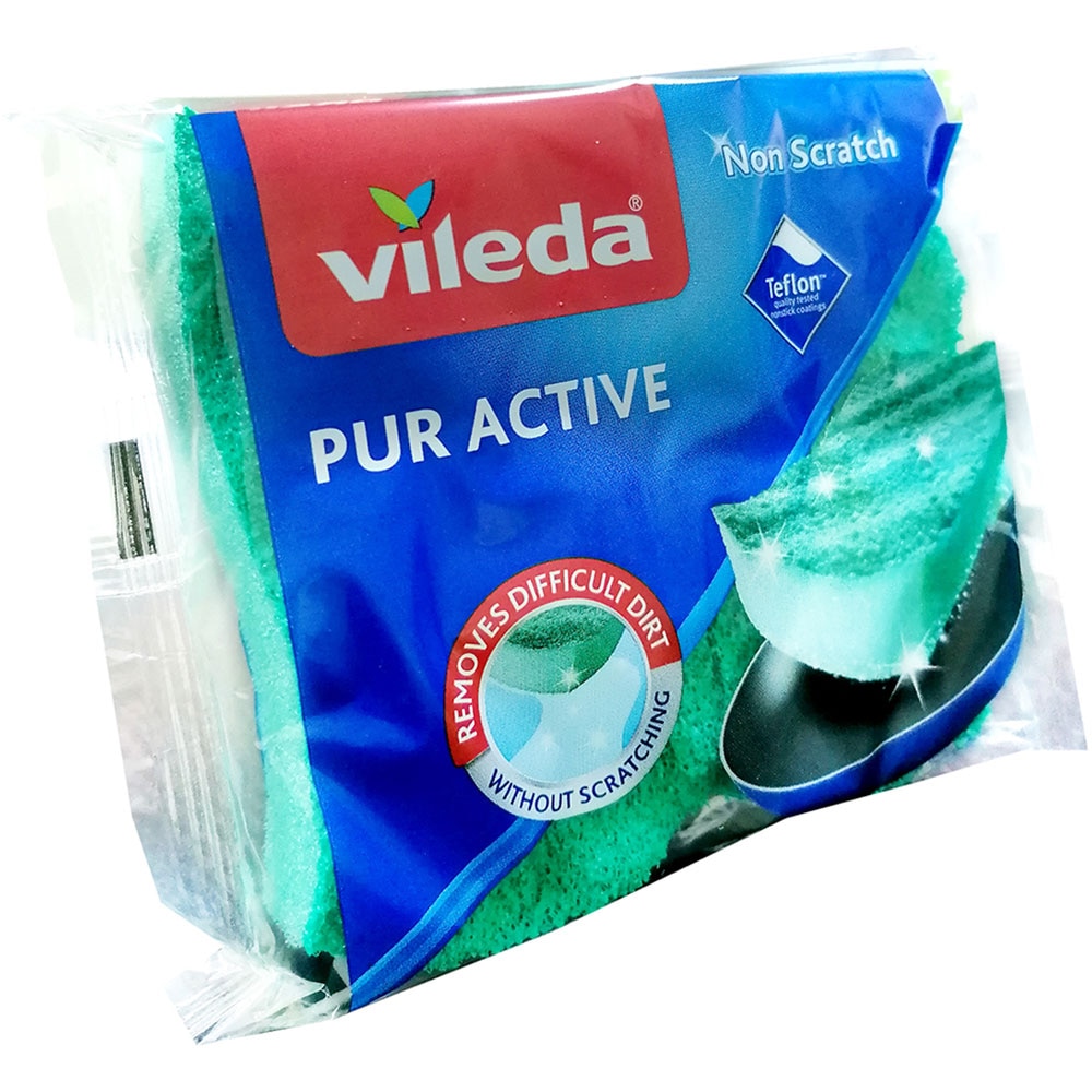Burete de vase teflon VILEDA Pur Active, 2 bucati, turcoaz