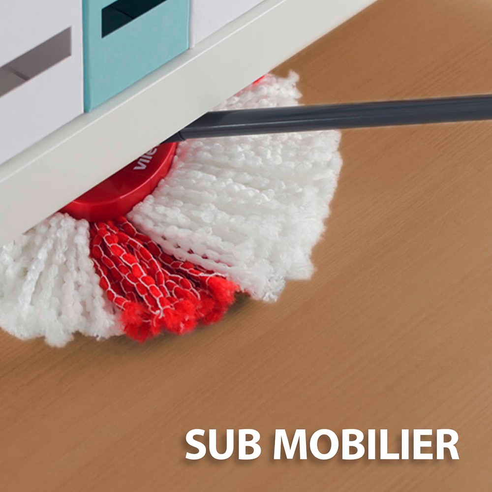 Set galeata cu storcator + mop + maner VILEDA Easy Wring & Clean Turbo, rosu-negru