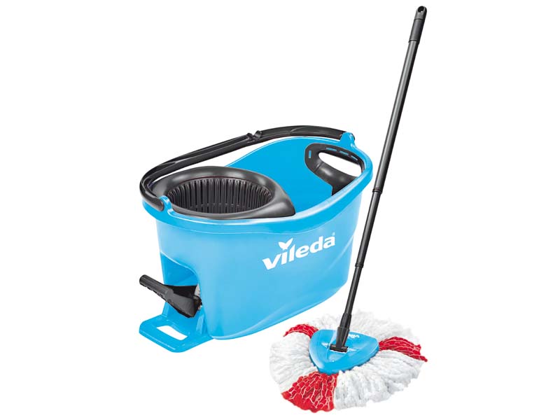 Set galeata cu storcator + mop + maner VILEDA Easy Wring Turbo Colors, albastru