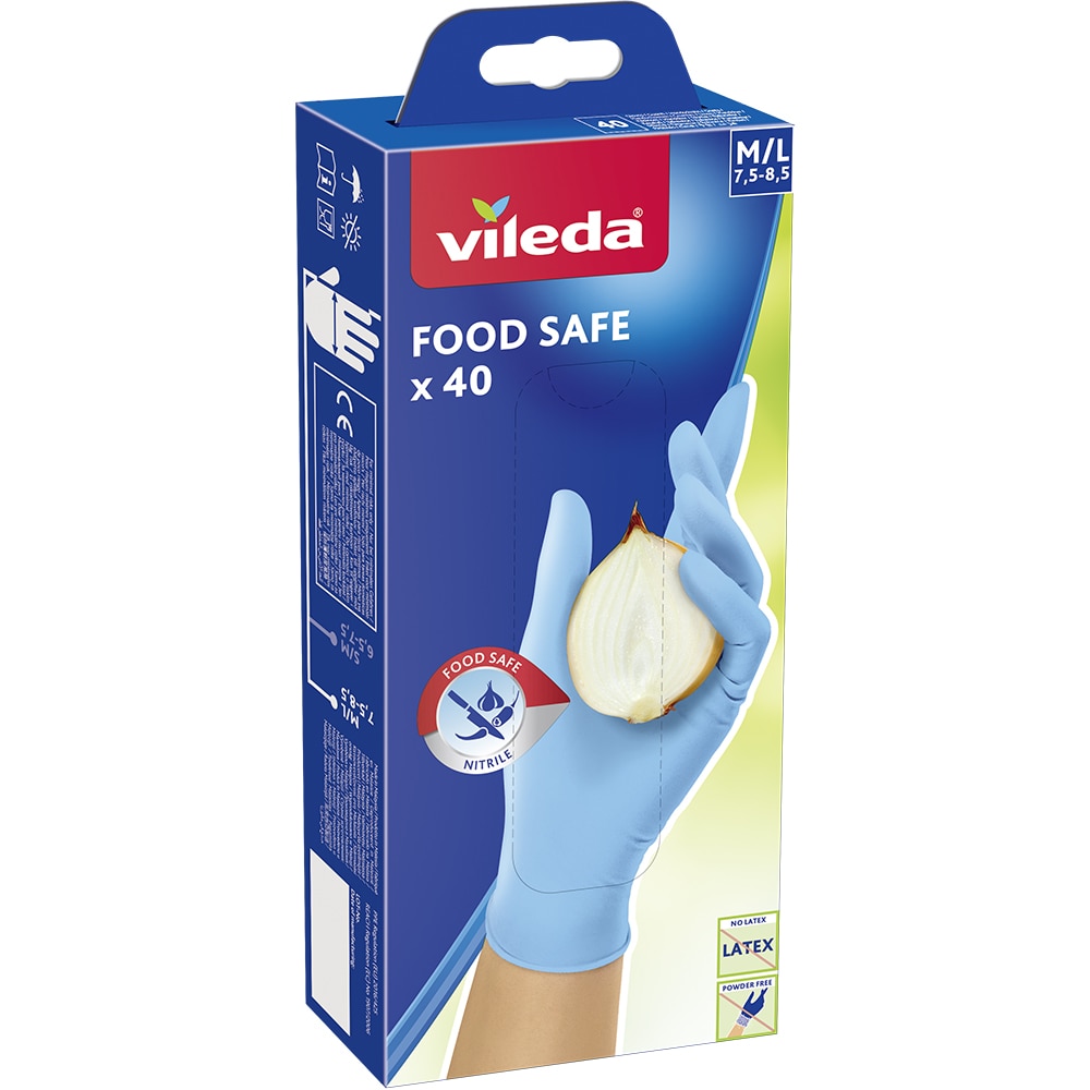 Manusi de unica folosinta VILEDA Food Safe, nitril, marimea M/L