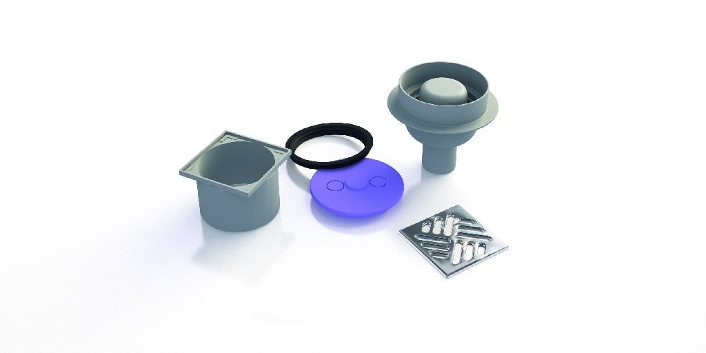 Scurgere verticala cadita dus asimetrica, 15.5 x 15.5 x 1.4 cm, garantie 10 ani • Qboard Liquid