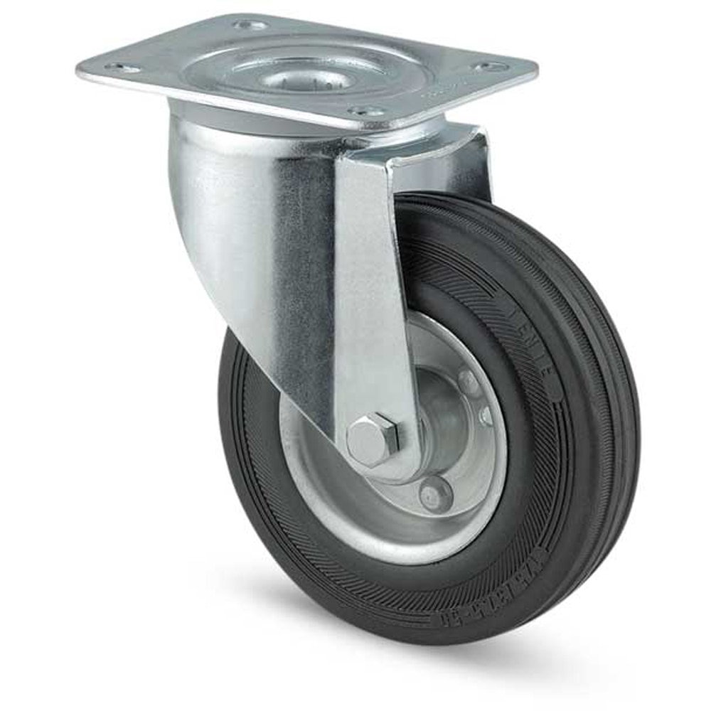 Roata pivotanta TENTE, cauciuc, 160 mm, 135 kg, negru