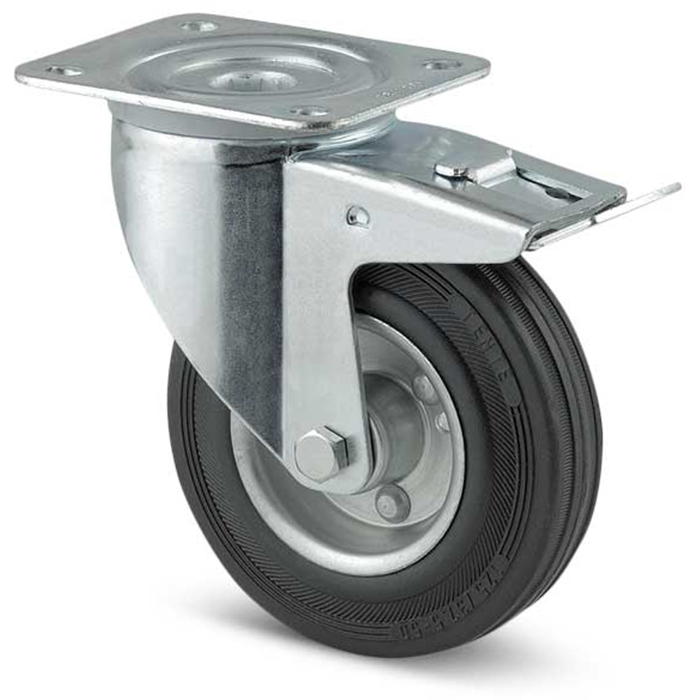 Roata pivotanta TENTE, cauciuc, 160 mm, 135 kg, negru