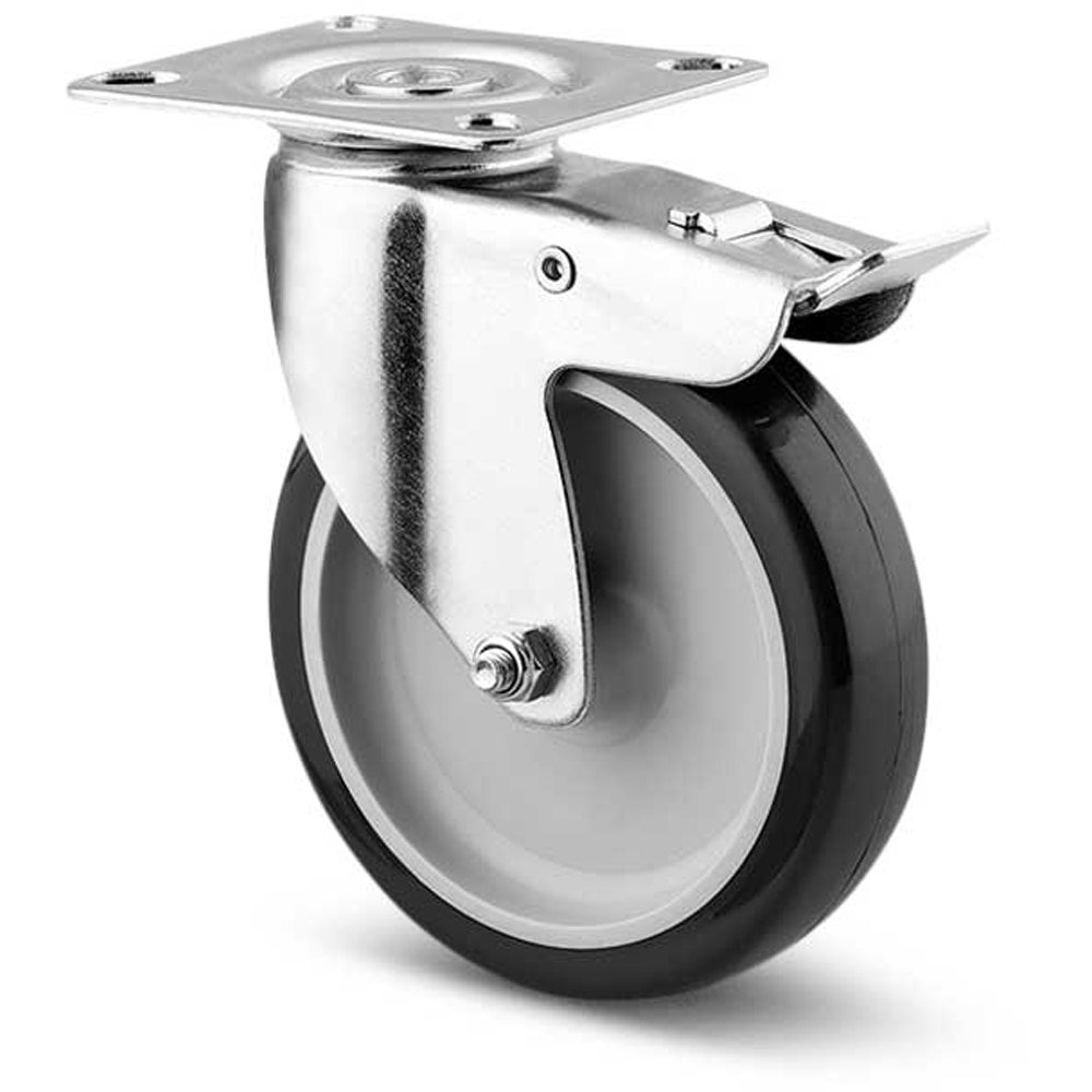 Roata pivotanta TENTE, poliuretan, 75 mm, 60 kg, gri