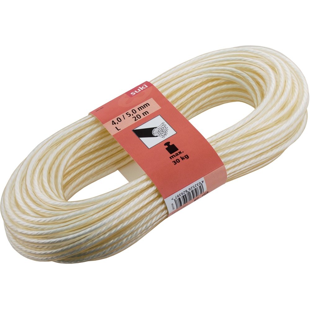 Franghie PP acoperita cu plastic alb, 4/5 mm, 20 m