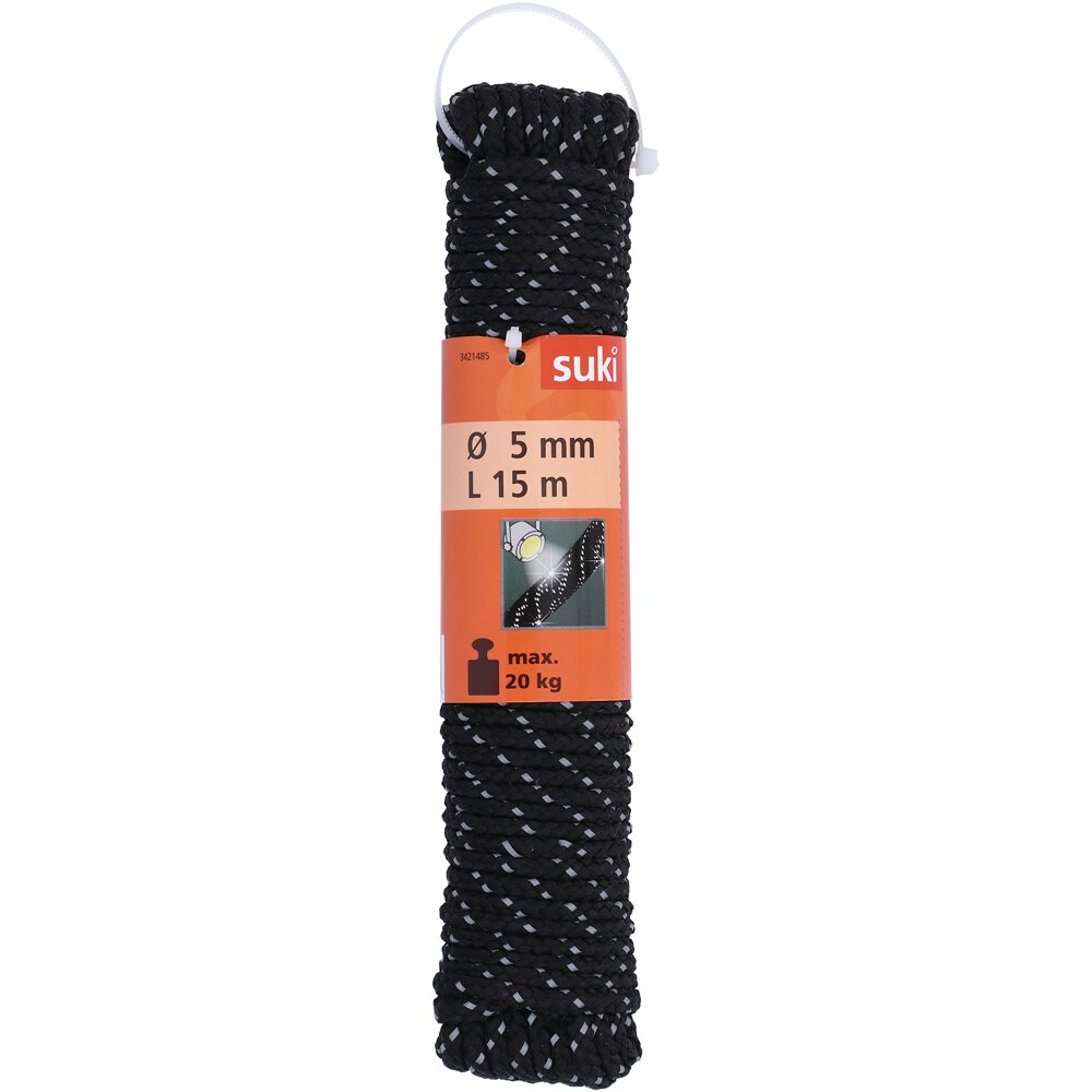 Snur reflectorizant SUKI, polipropilena, D 4.8 mm, L 15 m, negru
