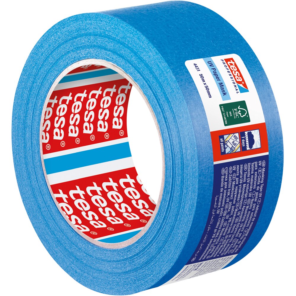 Banda mascare TESA, rezistenta UV, 50 mm x 50 m, albastru