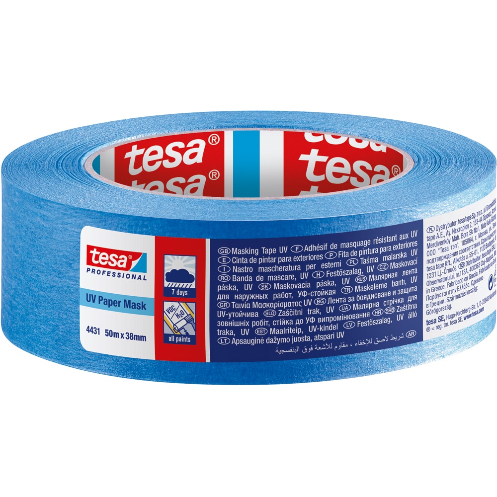 Banda de mascare TESA 4431, rezistenta UV 1 saptamana, 50 m x 30 mm, albastru