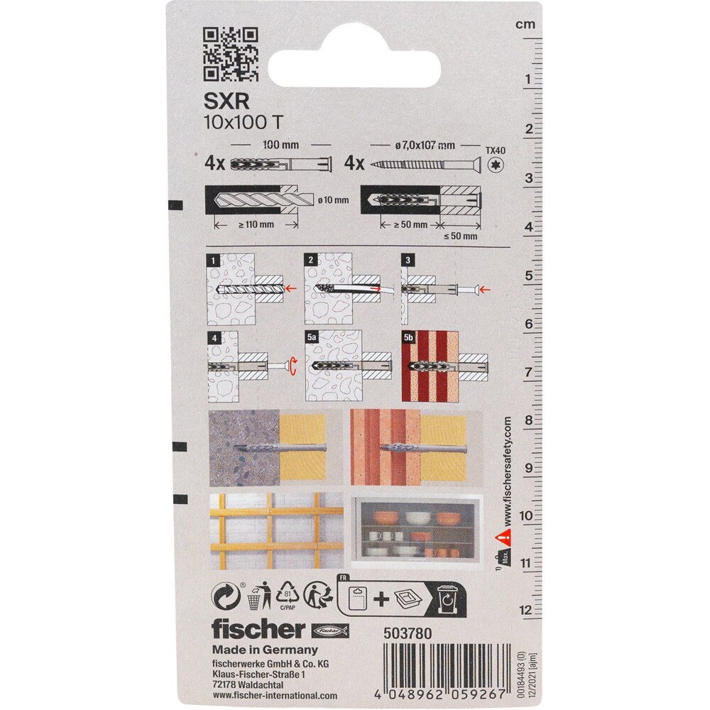 Surub cu diblu beton FISCHER SXR, 10 x 105mm, 4buc