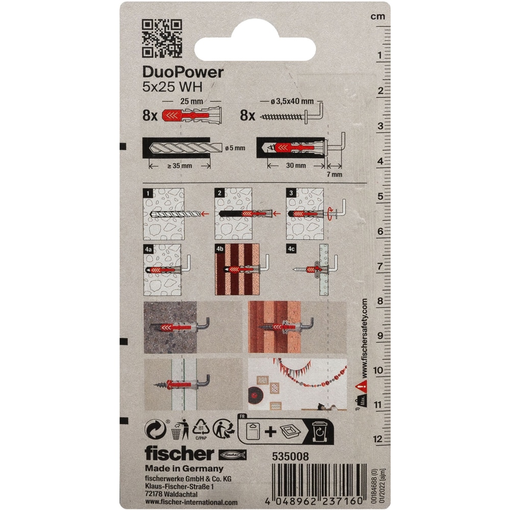Surub cu diblu universal FISCHER DuoPower, 5 x 35mm, 8buc