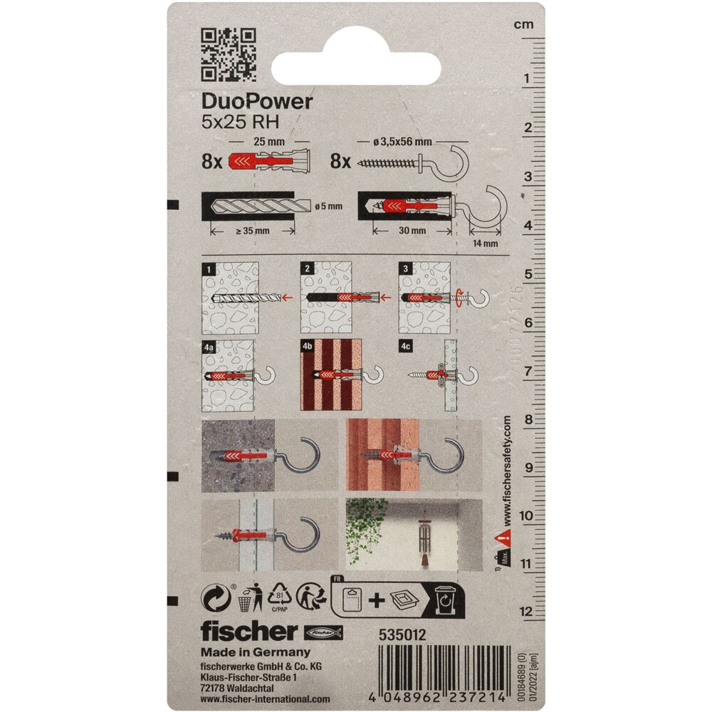 Surub cu diblu universal FISCHER DuoPower, 5 x 40mm, 8buc
