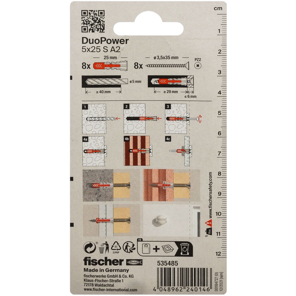Surub cu diblu universal FISCHER DuoPower, 5 x 30mm, 8buc