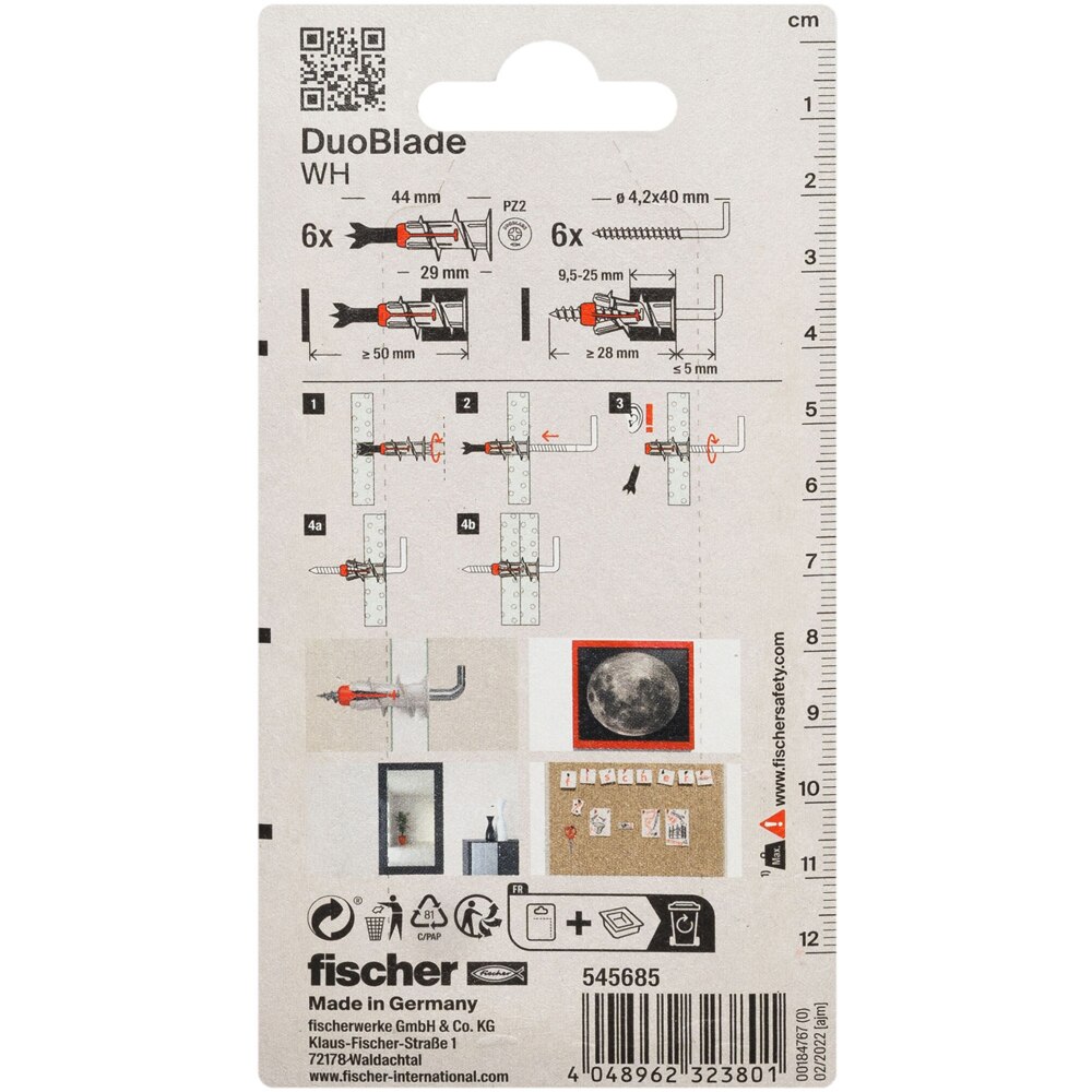 Surub cu diblu gips FISCHER DuoBlade, 12 x 35mm, 6buc