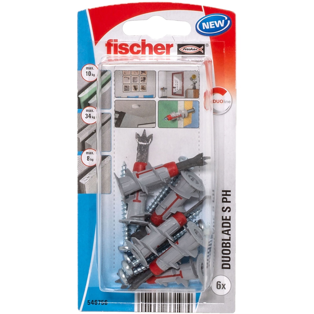 Surub cu diblu gips FISCHER DuoBlade, 12 x 30mm, 6buc