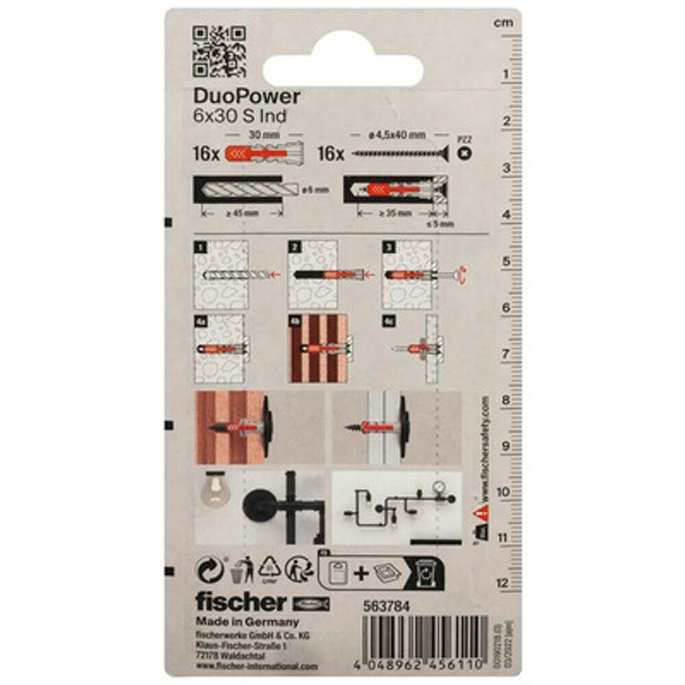 Surub cu diblu universal FISCHER DuoPower, 6 x 35mm, 16buc
