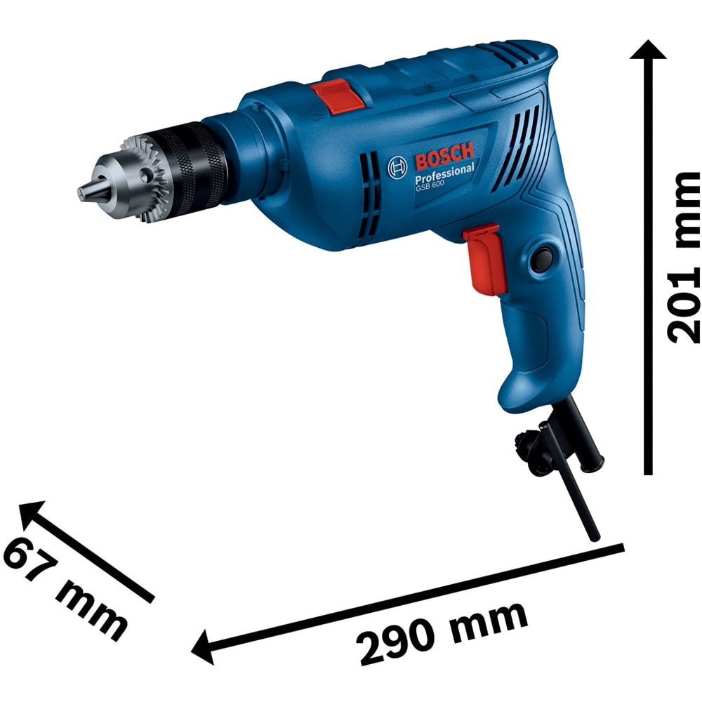 Masina de gaurit cu percutie Bosch Professioanal GBB600, 600W, 3000RPM, mandrina rapida 13mm