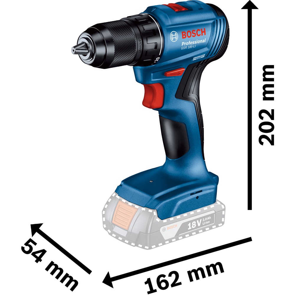 Masina de gaurit si insurubat Bosch Professional GSR 185-LI, 18V, 1900rpm, 50 Nm, fara acumulator