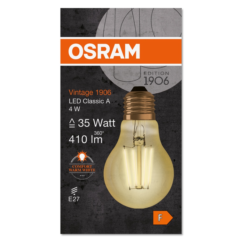 Bec LED decorativ, Osram, E27, 4W, 2400K, auriu