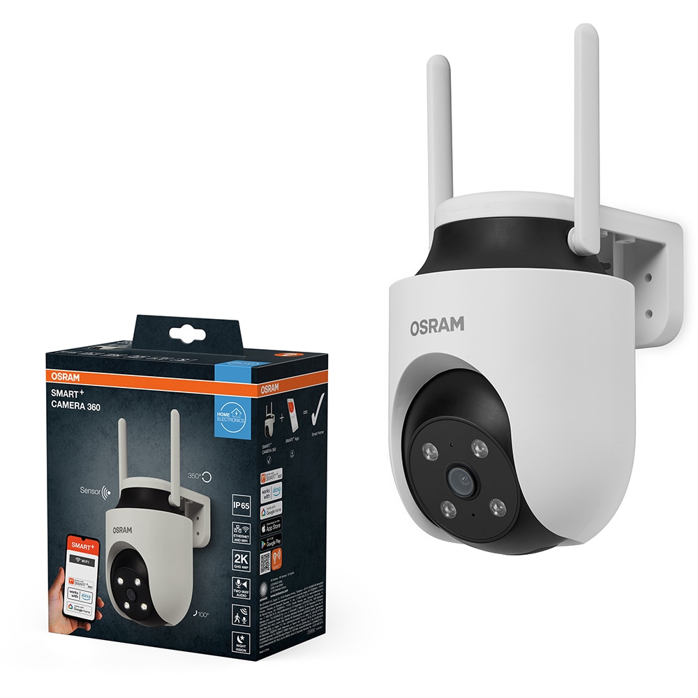 Camera IP Wireless OSRAM Smart+, 2K QHD, 4MP, IR, Night Vision, alb