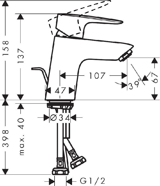 Baterie lavoar, argintiu, monocomanda, traditional • Hansgrohe My Sport