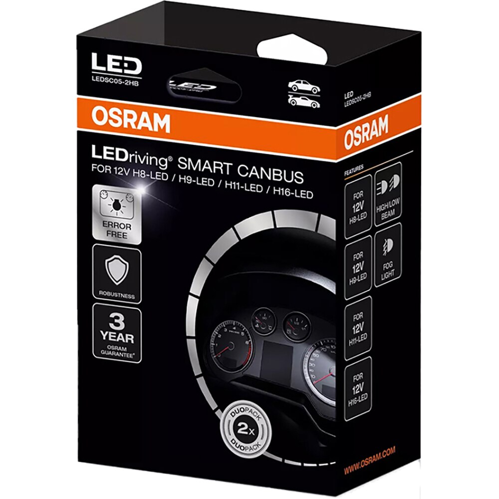 Anulator erori canbud OSRAM LEDribing Smart Canbus, pentru H8, H9, H11, H16, 12V, 2buc