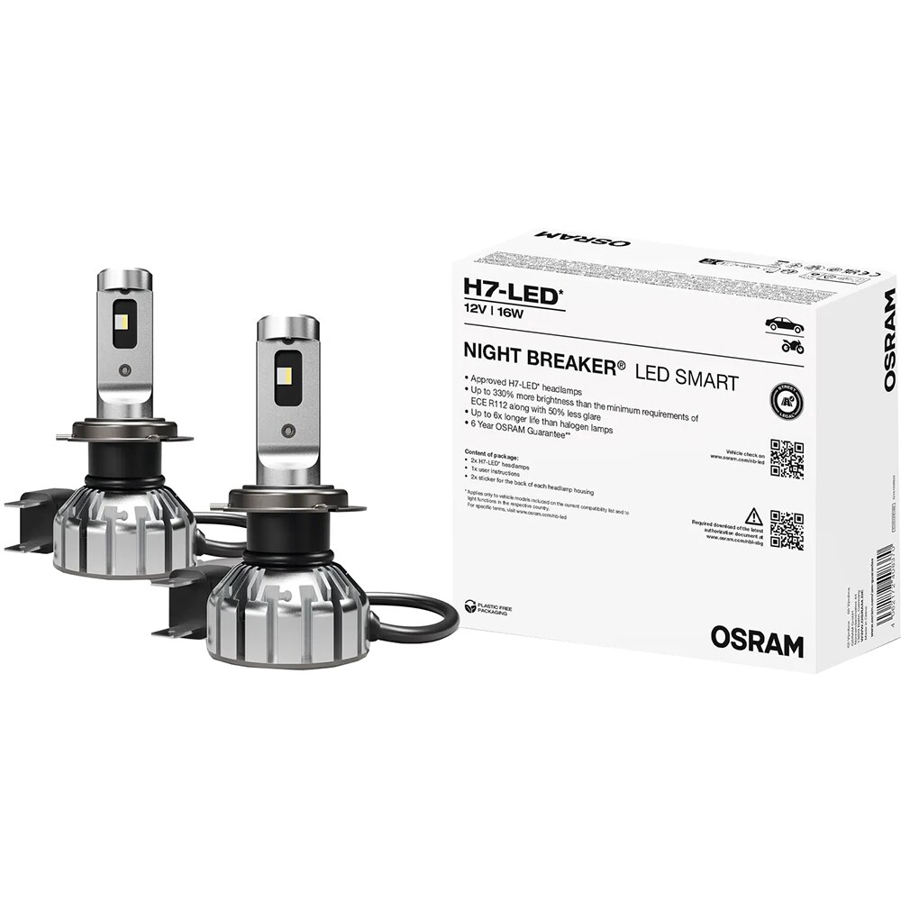 Bec auto LED OSRAM Night Breaker LED, H7, 6000K, 16W, 12V, 2buc